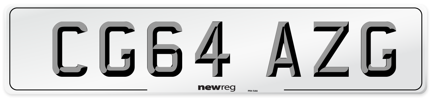 CG64 AZG Number Plate from New Reg